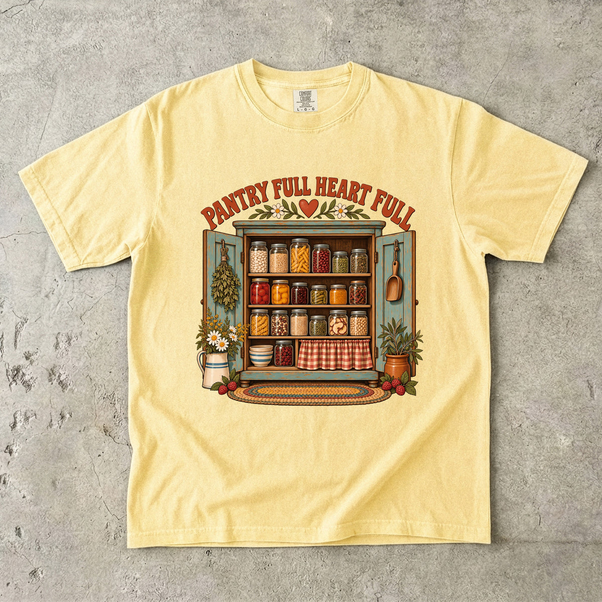 Pantry Full Heart Full Vintage Tee | Farmhouse Pantry Cupboard Shirt | Gift for Canners & Grandmacore Lovers