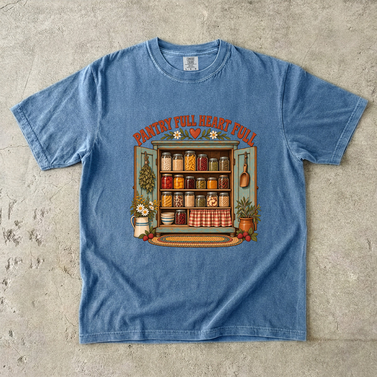 Pantry Full Heart Full Vintage Tee | Farmhouse Pantry Cupboard Shirt | Gift for Canners & Grandmacore Lovers
