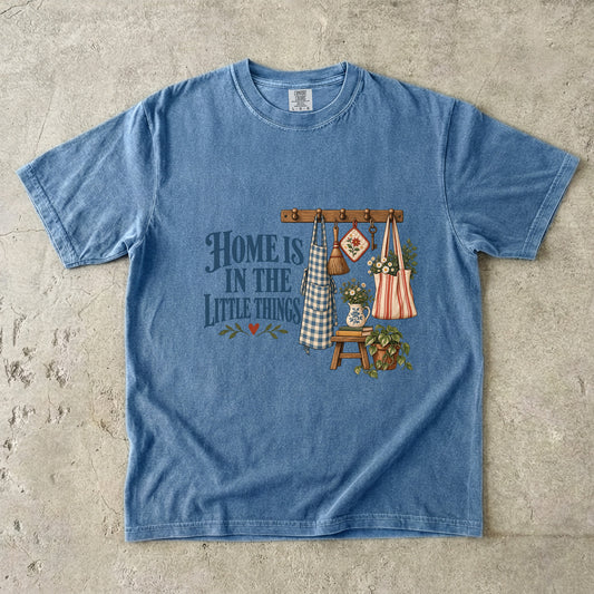 Home Is in the Little Things Vintage Tee | Peg Rack Gingham Apron Shirt | Gift for Homemakers & Grandmacore Lovers