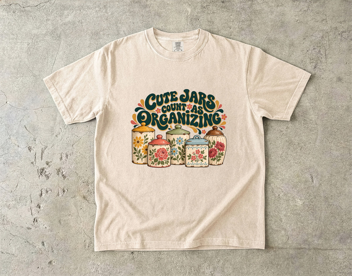 Cute Jars Count as Organizing Vintage Tee | Floral Kitchen Canisters Shirt | Gift for Collectors & Grandmacore Lovers