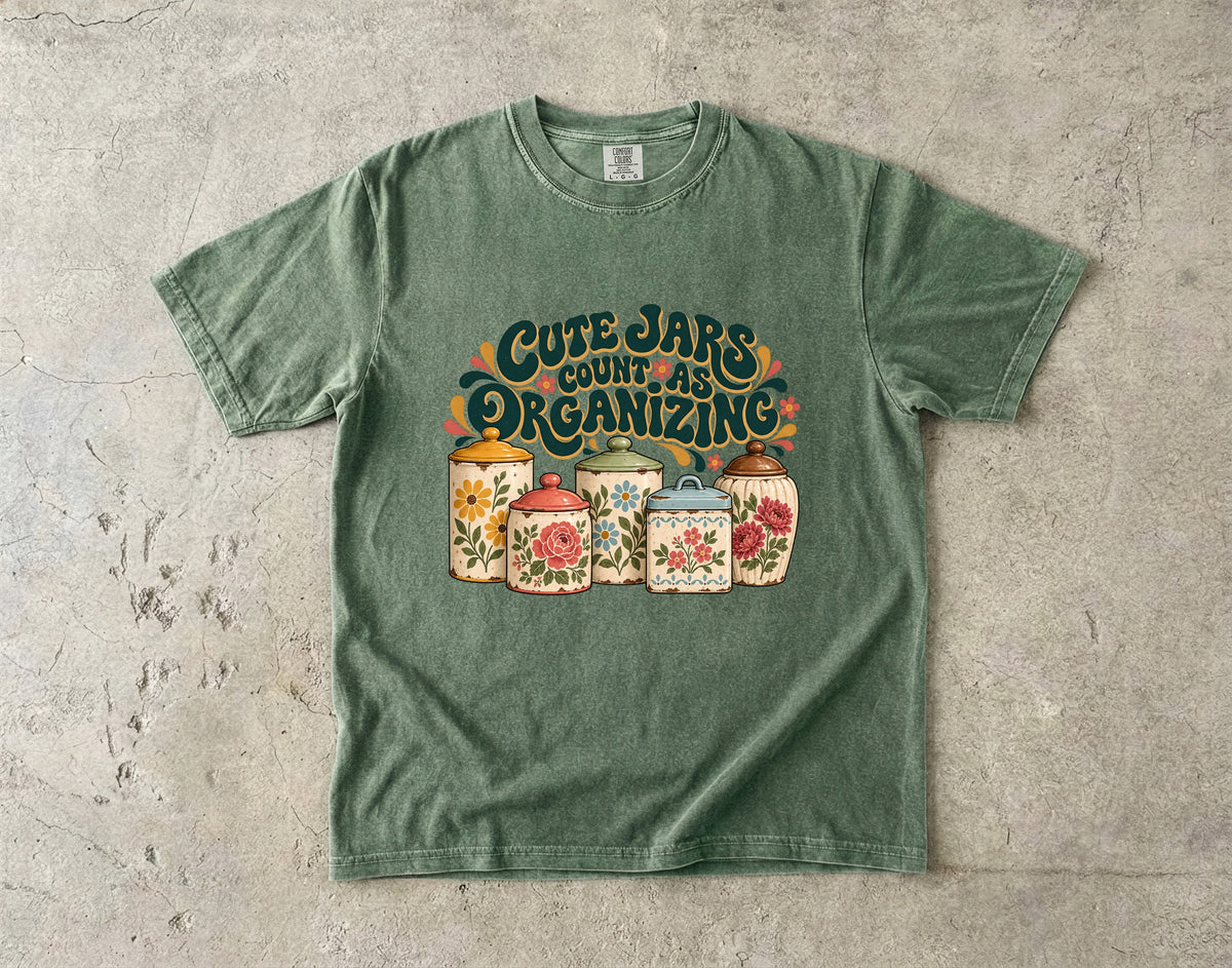 Cute Jars Count as Organizing Vintage Tee | Floral Kitchen Canisters Shirt | Gift for Collectors & Grandmacore Lovers