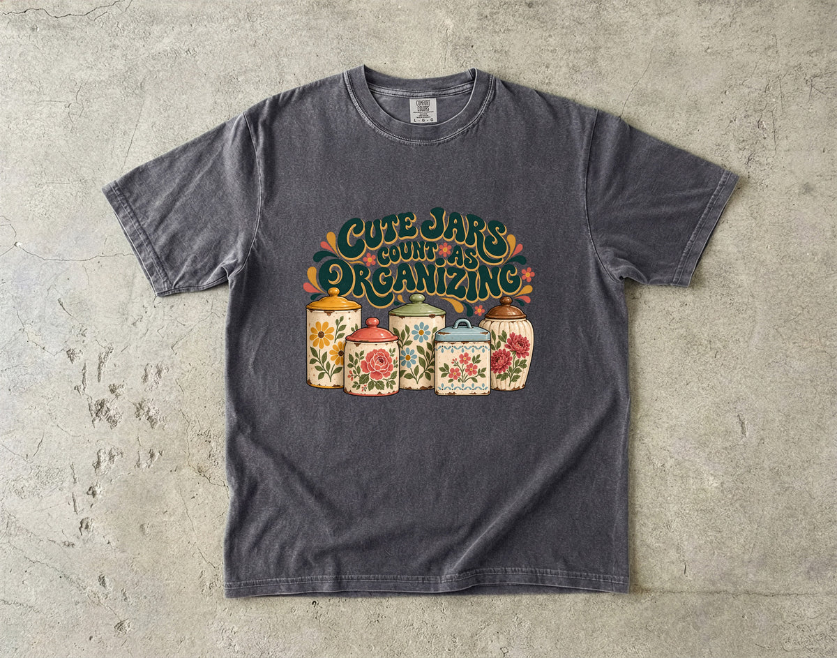 Cute Jars Count as Organizing Vintage Tee | Floral Kitchen Canisters Shirt | Gift for Collectors & Grandmacore Lovers