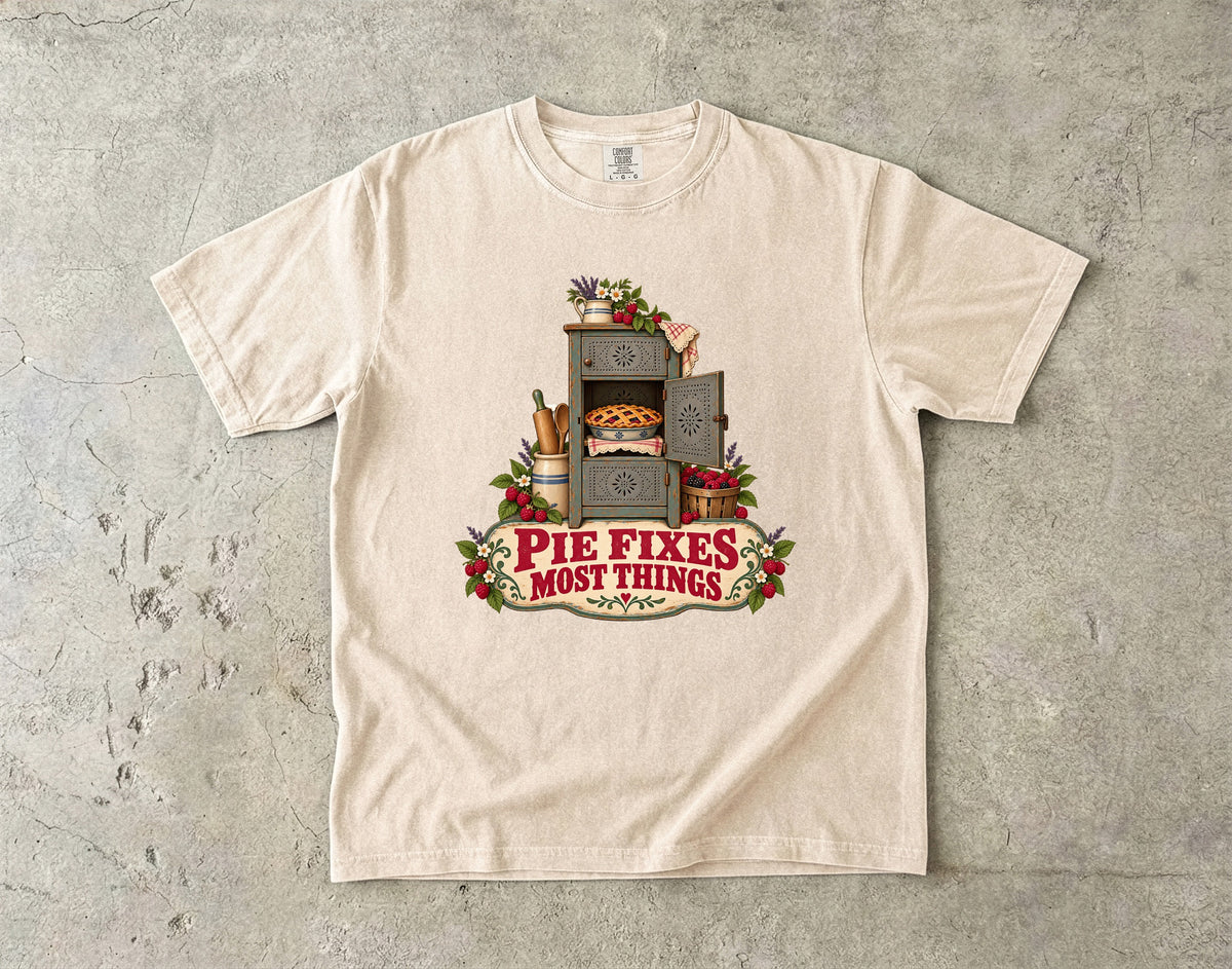 Pie Fixes Most Things Vintage Tee | Pie Safe Cupboard Shirt | Gift for Bakers & Grandmacore Lovers