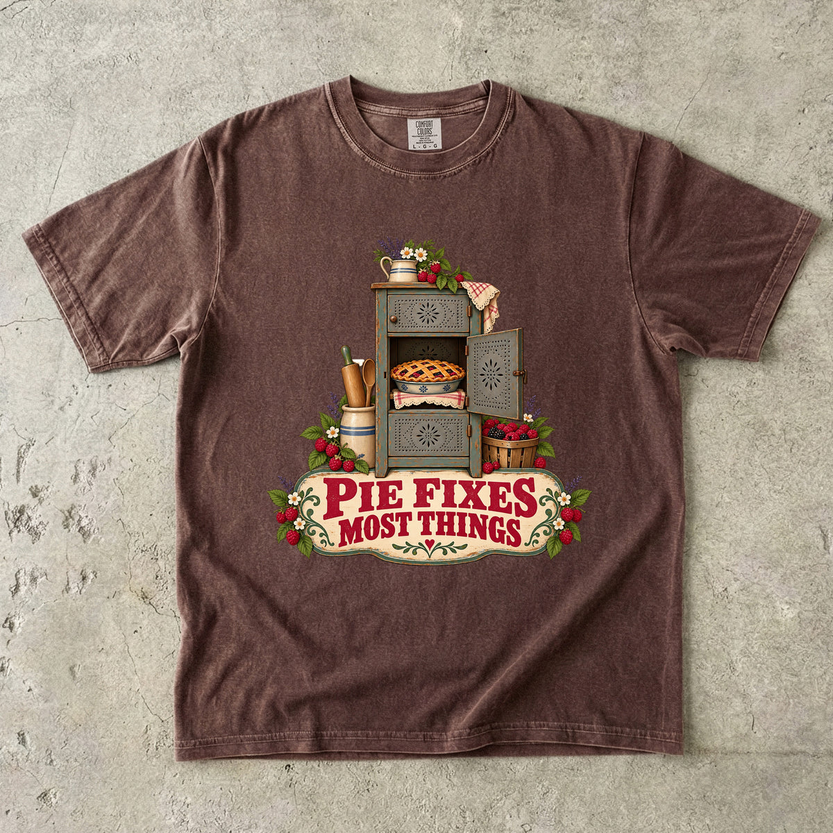 Pie Fixes Most Things Vintage Tee | Pie Safe Cupboard Shirt | Gift for Bakers & Grandmacore Lovers