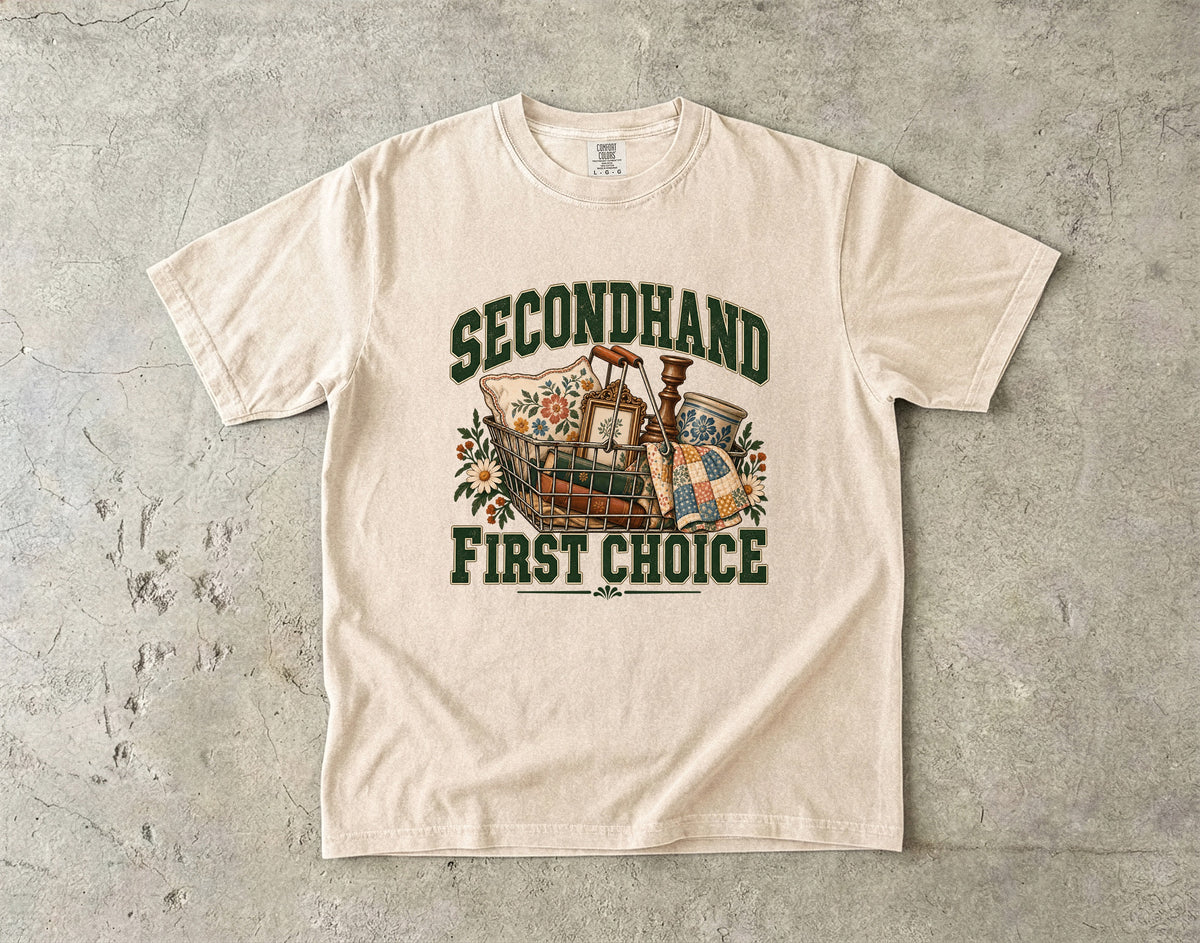 Secondhand First Choice Vintage Tee | Thrift Basket Finds Shirt | Gift for Thrifters & Flea Market Lovers