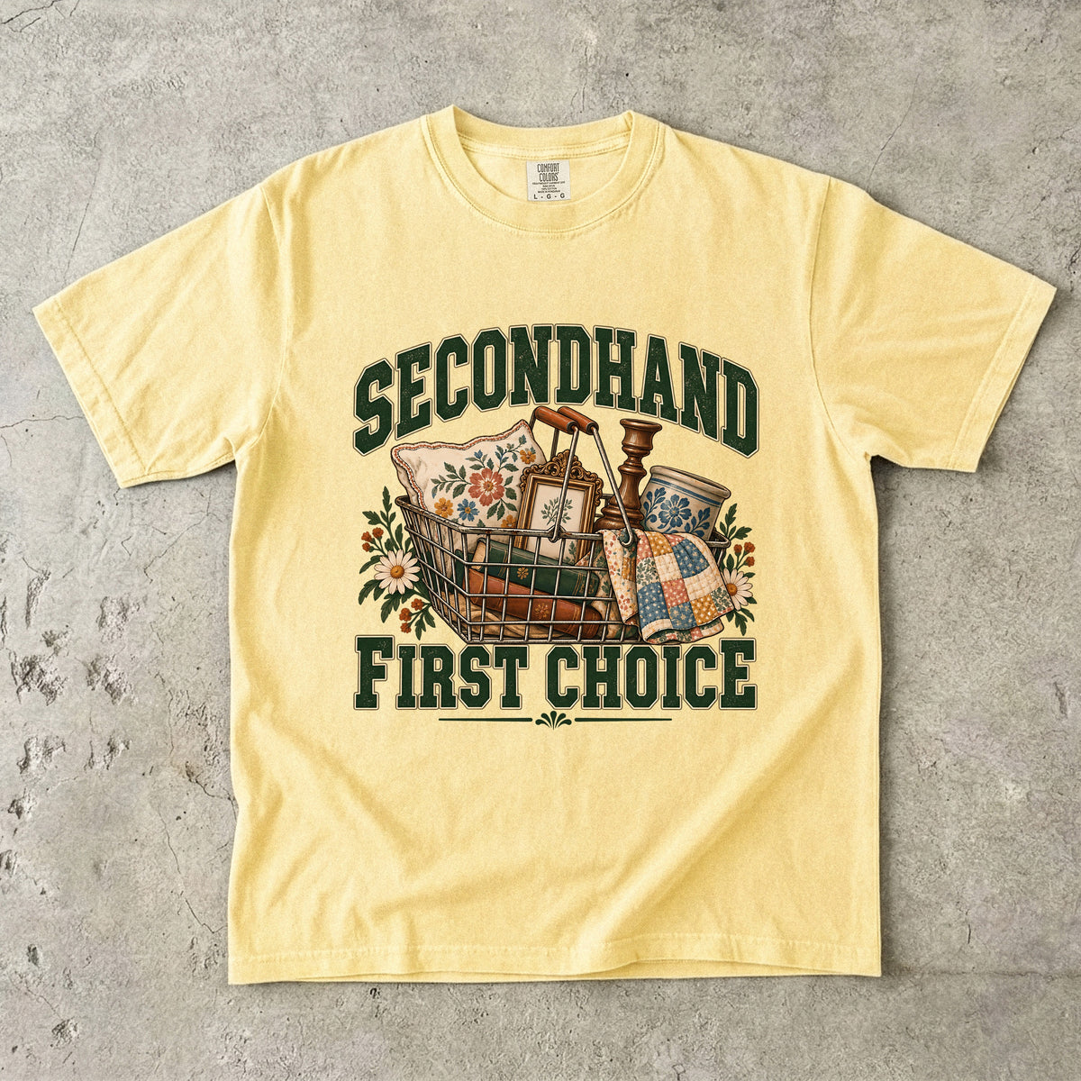 Secondhand First Choice Vintage Tee | Thrift Basket Finds Shirt | Gift for Thrifters & Flea Market Lovers