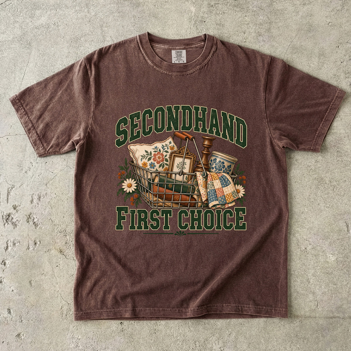 Secondhand First Choice Vintage Tee | Thrift Basket Finds Shirt | Gift for Thrifters & Flea Market Lovers