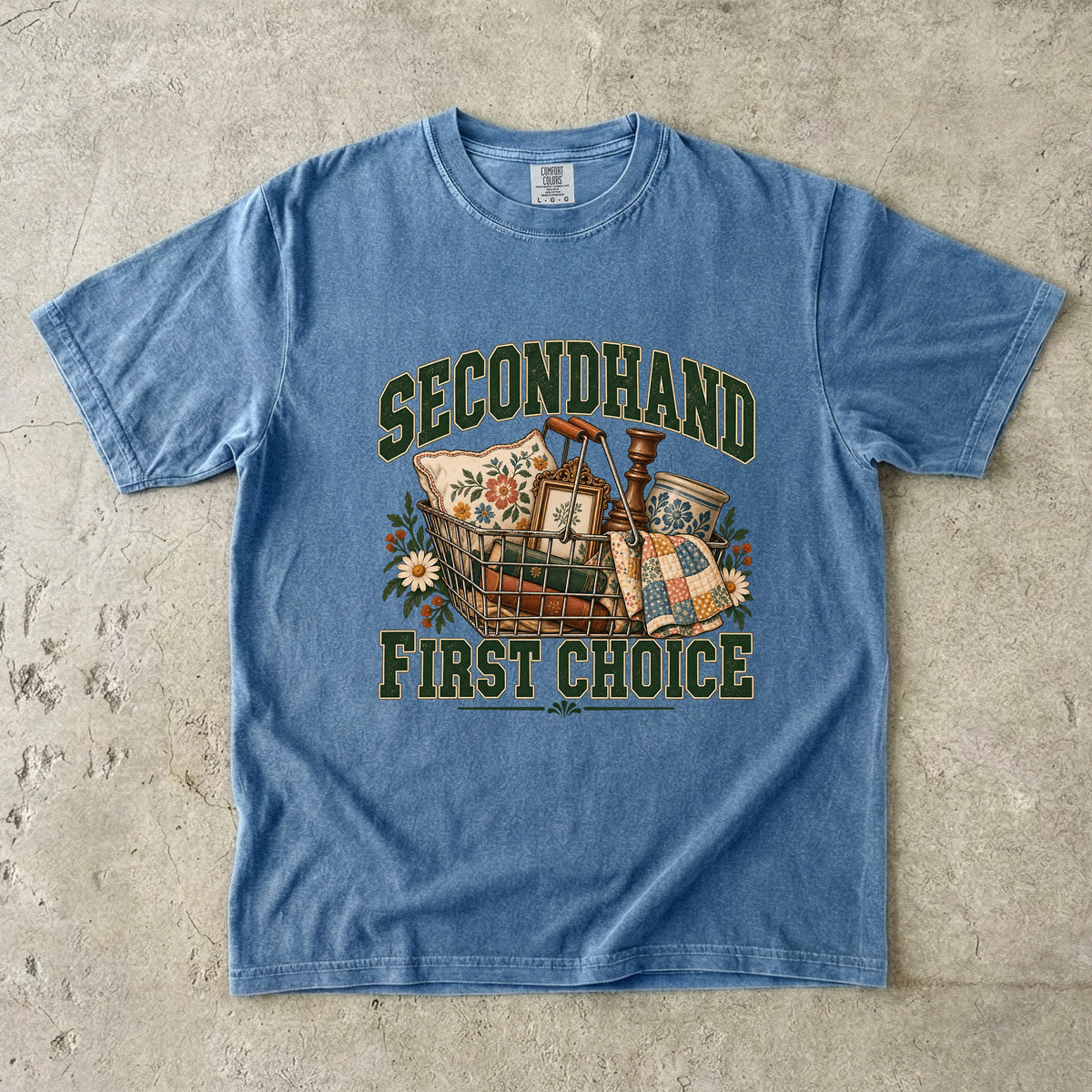 Secondhand First Choice Vintage Tee | Thrift Basket Finds Shirt | Gift for Thrifters & Flea Market Lovers