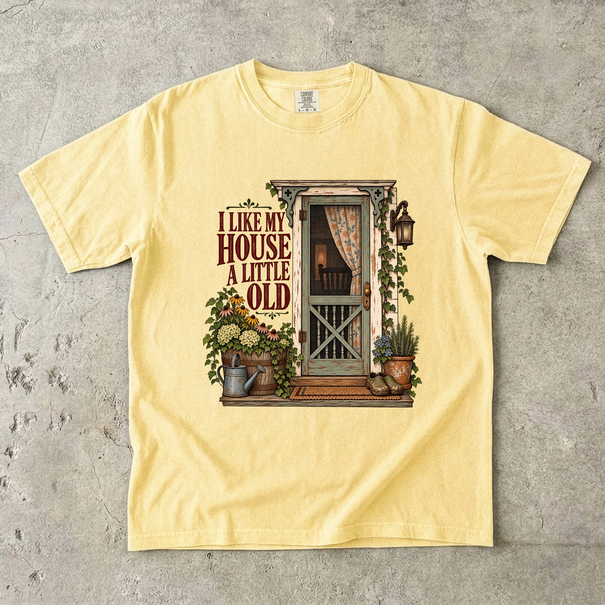 I Like My House a Little Old Vintage Tee | Farmhouse Screen Door Shirt | Gift for Homemakers & Grandmacore Lovers