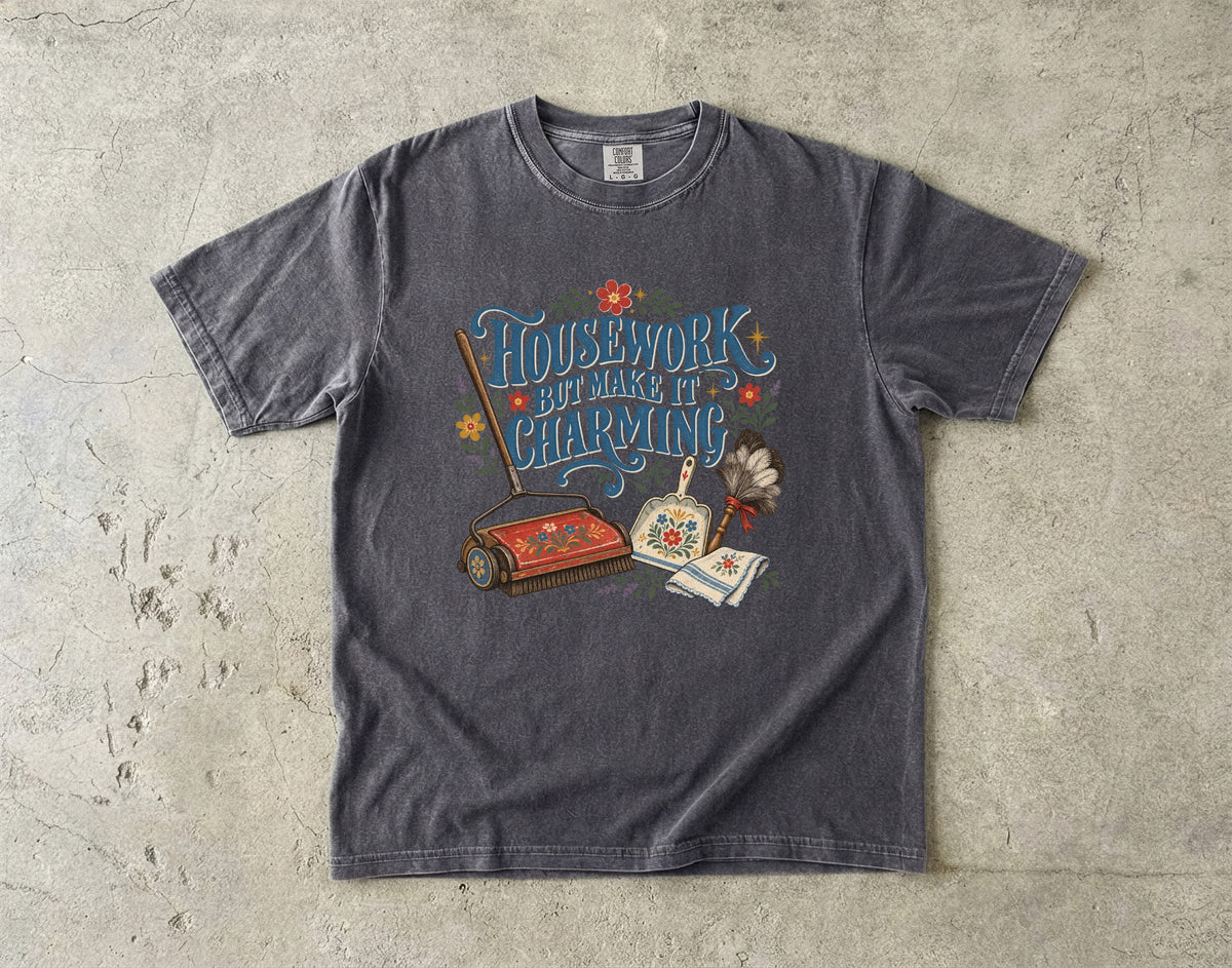 Housework But Make It Charming Vintage Tee | Retro Cleaning Shirt | Gift for Vintage Homemakers