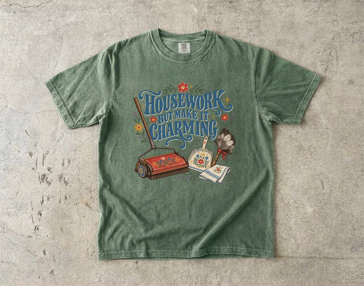 Housework But Make It Charming Vintage Tee | Retro Cleaning Shirt | Gift for Vintage Homemakers