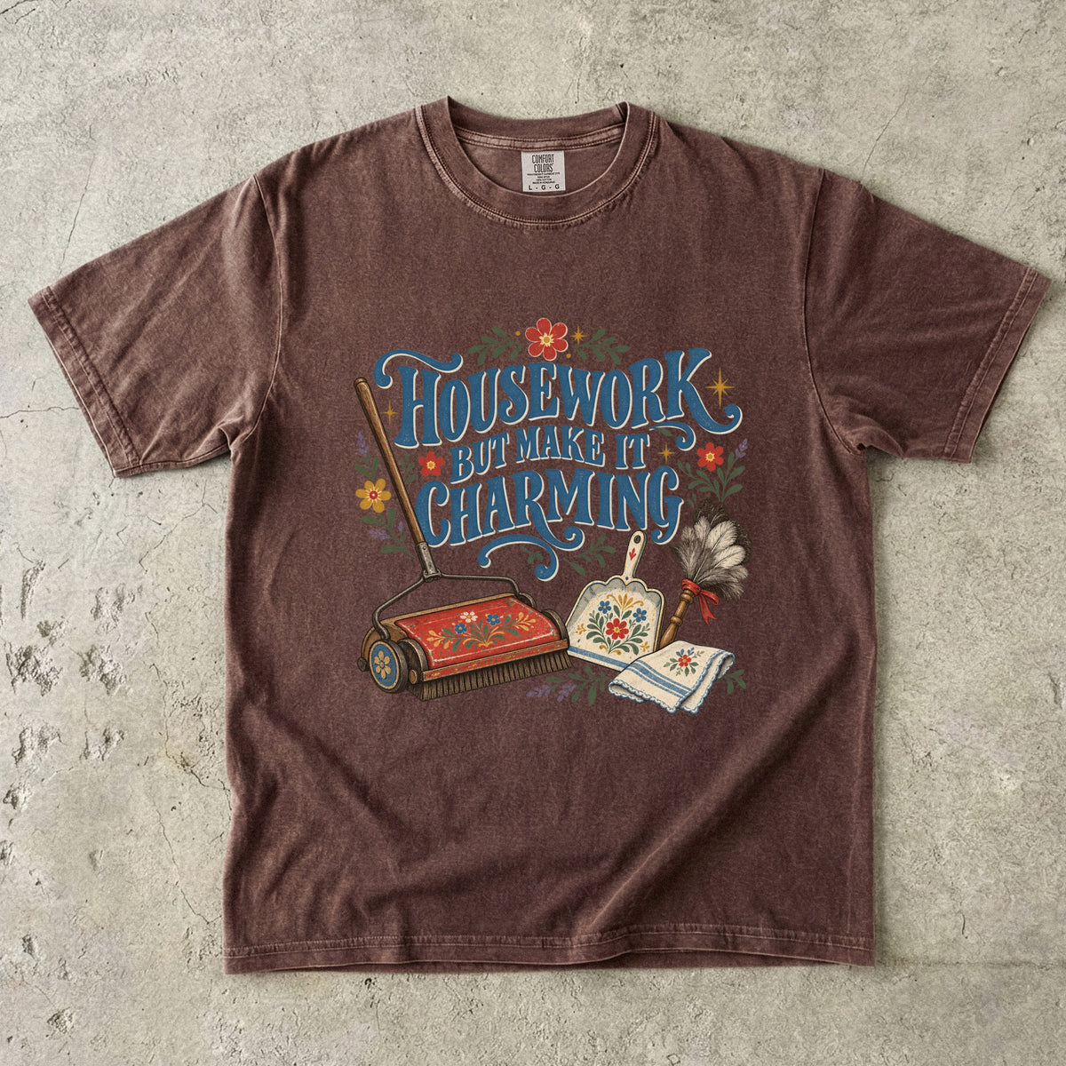 Housework But Make It Charming Vintage Tee | Retro Cleaning Shirt | Gift for Vintage Homemakers
