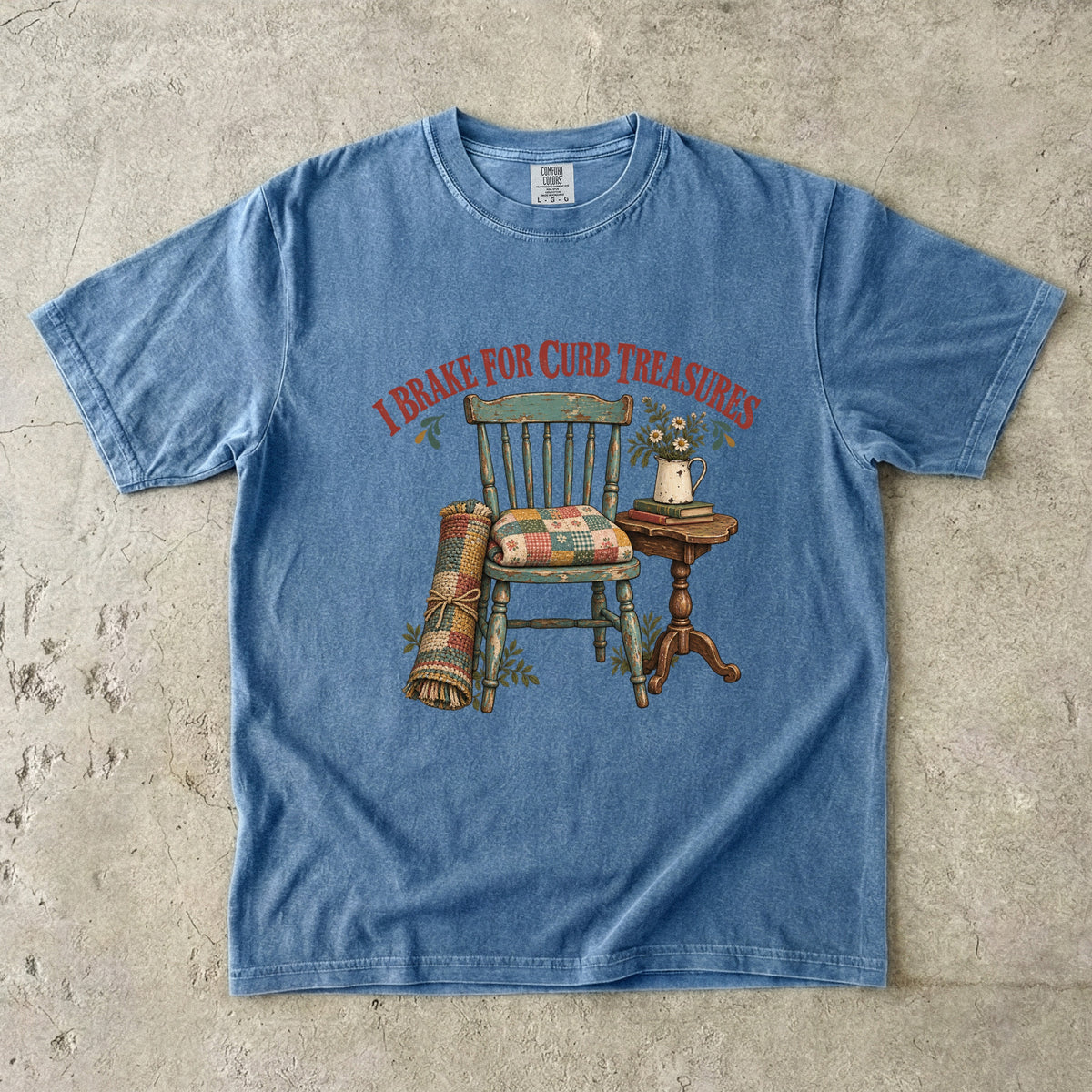 I Brake For Curb Treasures Vintage Tee | Curb Alert Thrifter Shirt | Gift for Thrift Flippers
