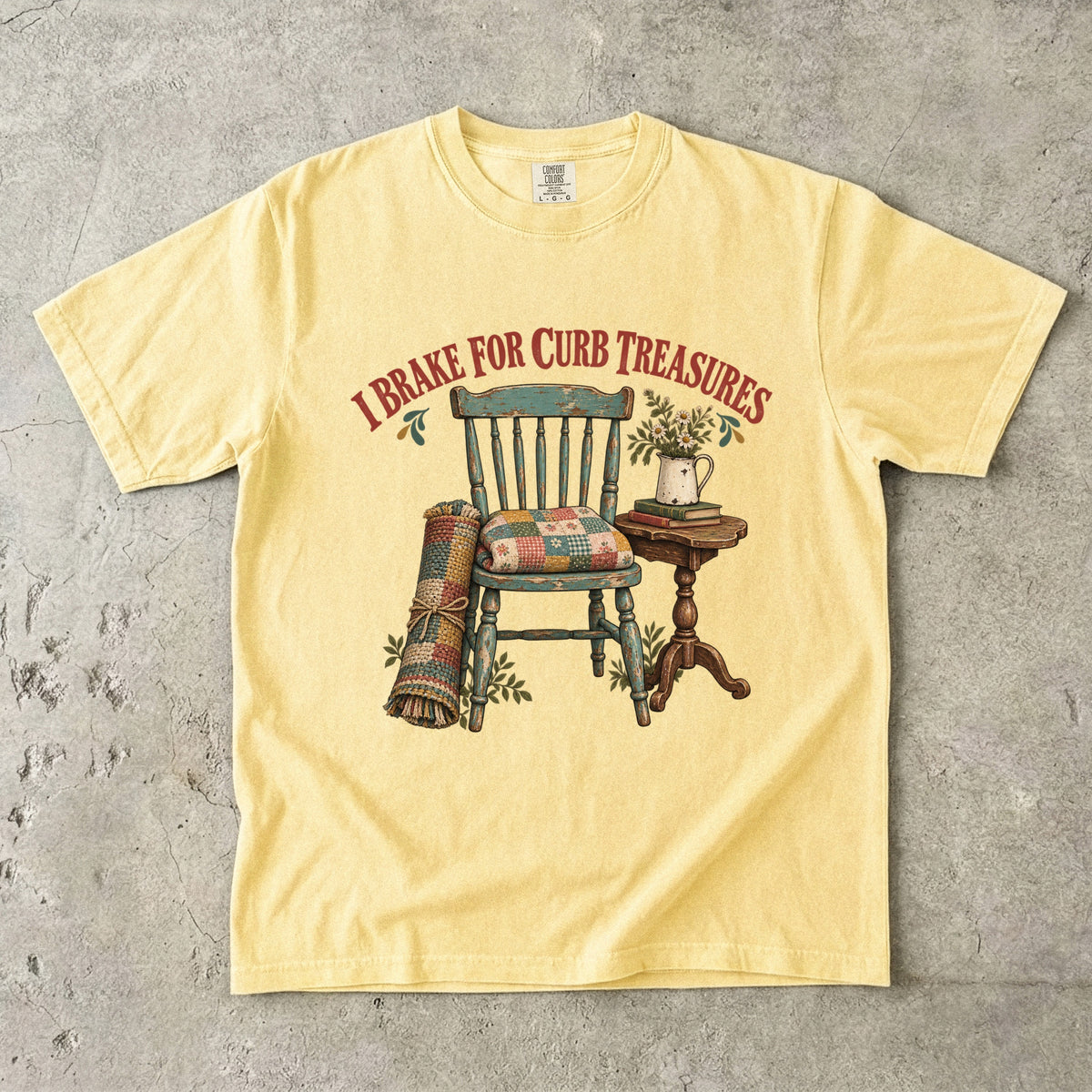 I Brake For Curb Treasures Vintage Tee | Curb Alert Thrifter Shirt | Gift for Thrift Flippers