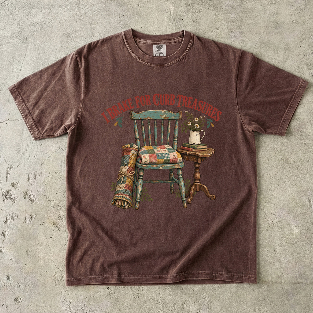 I Brake For Curb Treasures Vintage Tee | Curb Alert Thrifter Shirt | Gift for Thrift Flippers