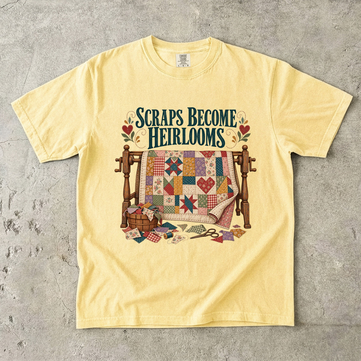 Scraps Become Heirlooms Vintage Tee | Quilting Scraps Shirt | Gift for Quilters