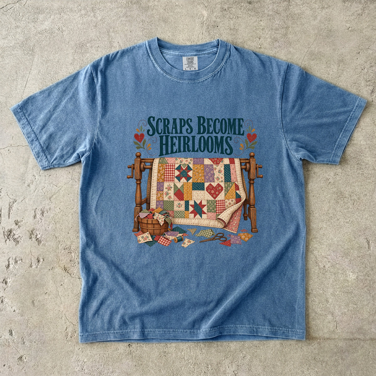 Scraps Become Heirlooms Vintage Tee | Quilting Scraps Shirt | Gift for Quilters