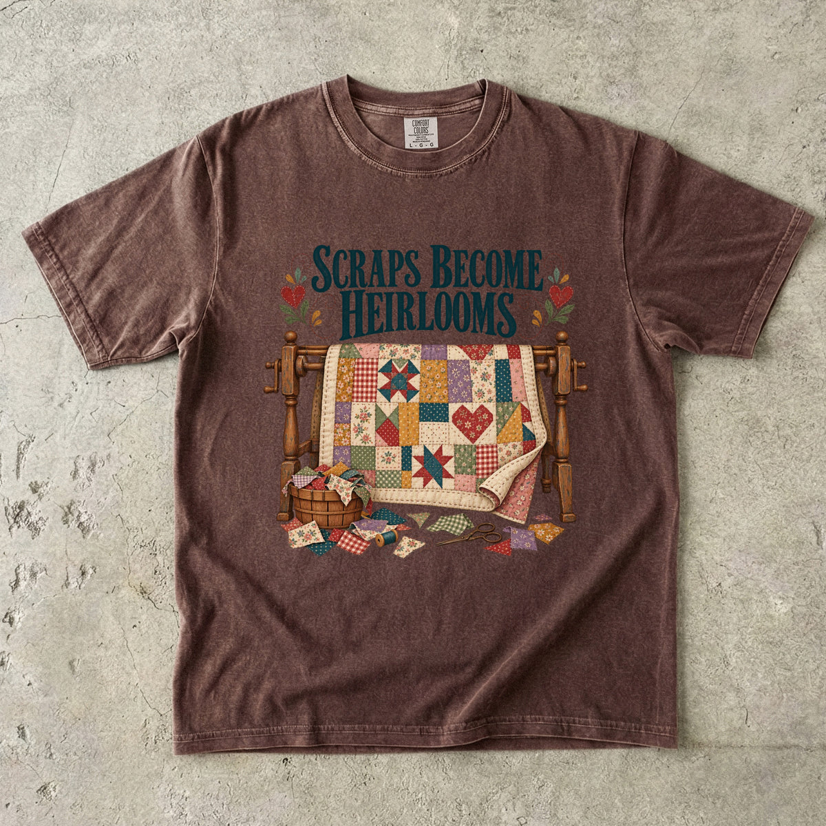 Scraps Become Heirlooms Vintage Tee | Quilting Scraps Shirt | Gift for Quilters