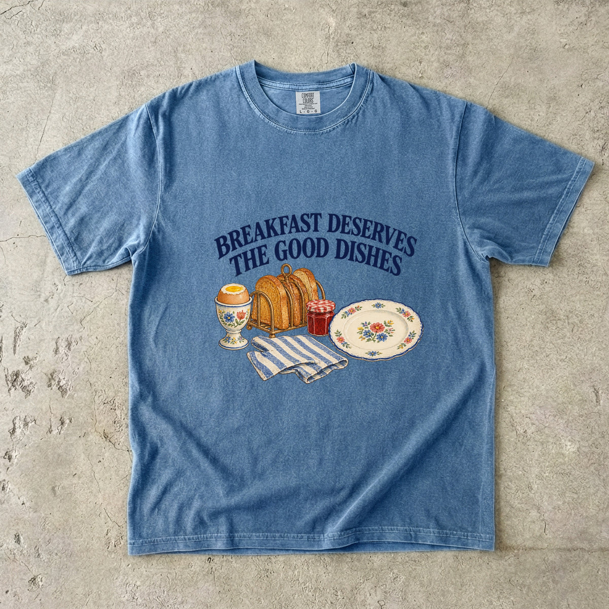 Breakfast Deserves The Good Dishes Vintage Tee | Vintage Breakfast Table Shirt | Gift for Slow Morning Lovers