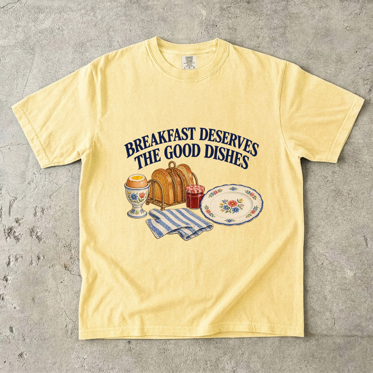 Breakfast Deserves The Good Dishes Vintage Tee | Vintage Breakfast Table Shirt | Gift for Slow Morning Lovers