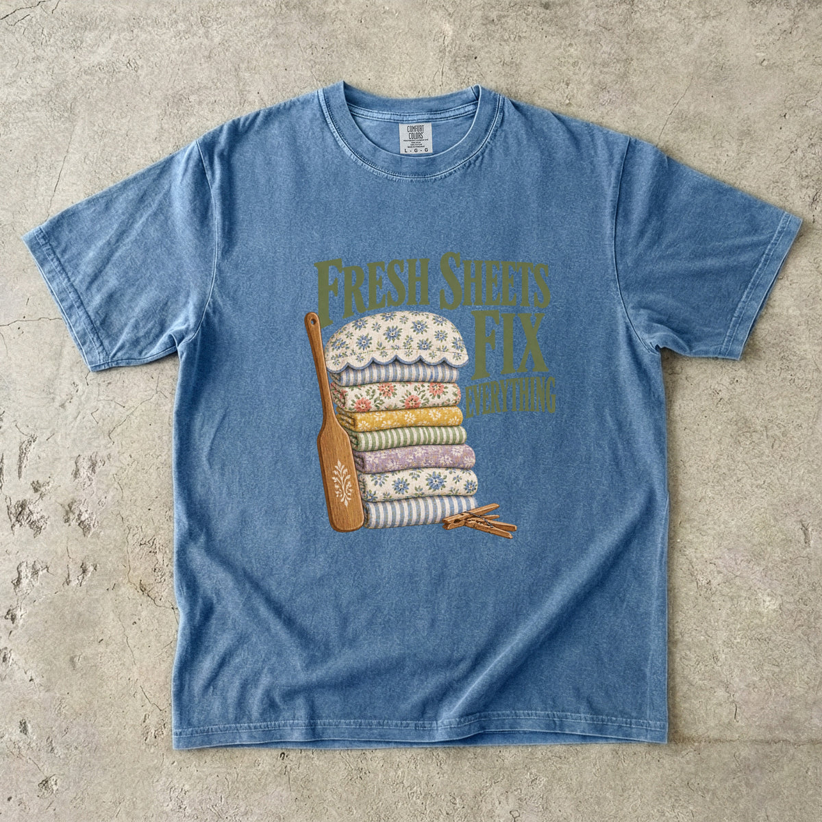 Fresh Sheets Fix Everything Vintage Tee | Linen Day Shirt | Gift for Cozy Homebodies