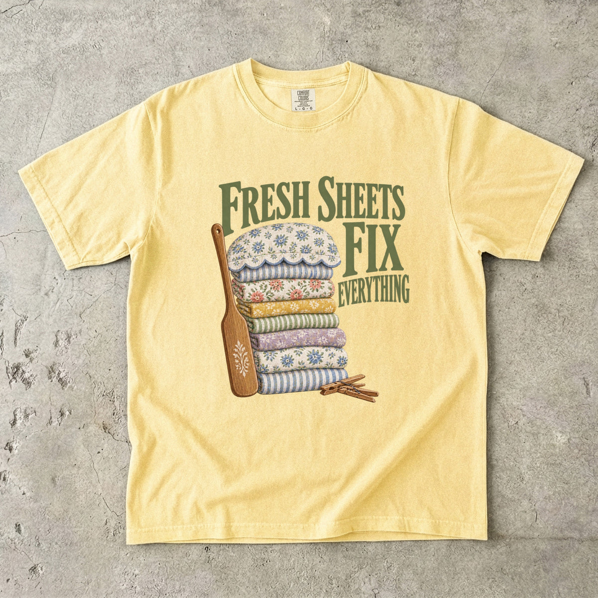 Fresh Sheets Fix Everything Vintage Tee | Linen Day Shirt | Gift for Cozy Homebodies