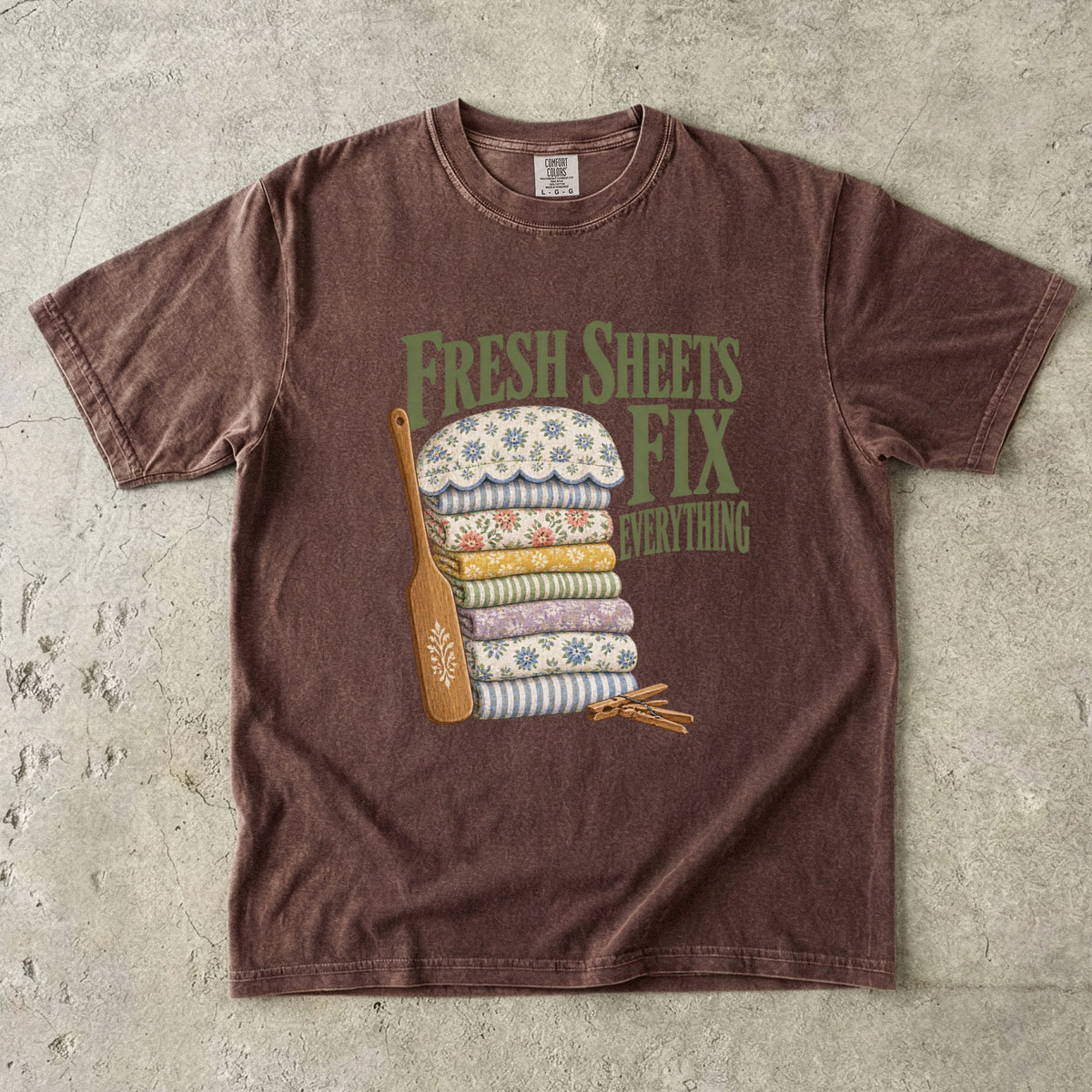 Fresh Sheets Fix Everything Vintage Tee | Linen Day Shirt | Gift for Cozy Homebodies