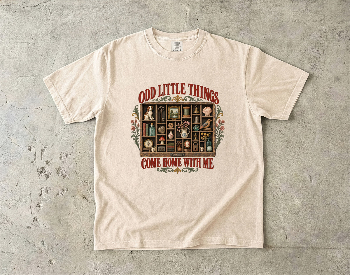Odd Little Things Come Home With Me Vintage Tee | Curio Tray Collector Shirt | Gift for Flea Market Collectors