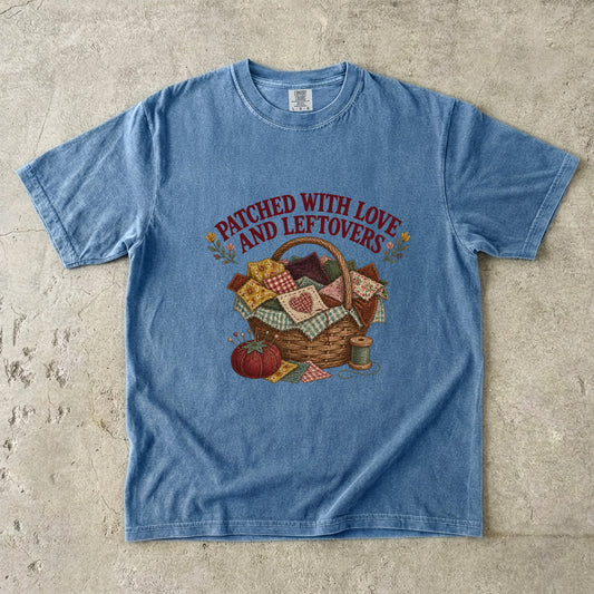 Patched With Love And Leftovers Vintage Tee | Scrap Basket Shirt | Gift for Quilters & Crafters