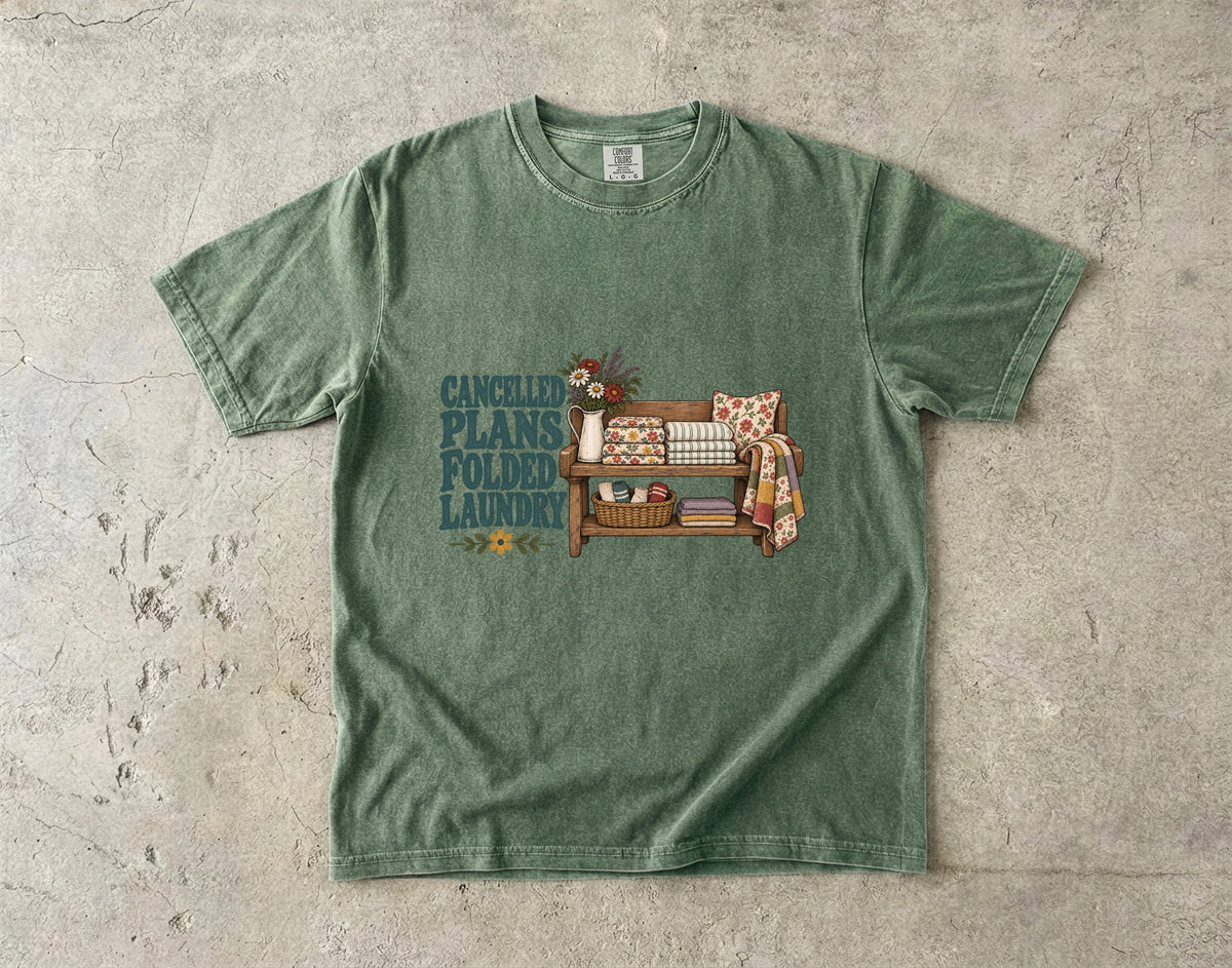 Cancelled Plans Folded Laundry Vintage Tee | Cozy Homebody Shirt | Gift for Homebodies