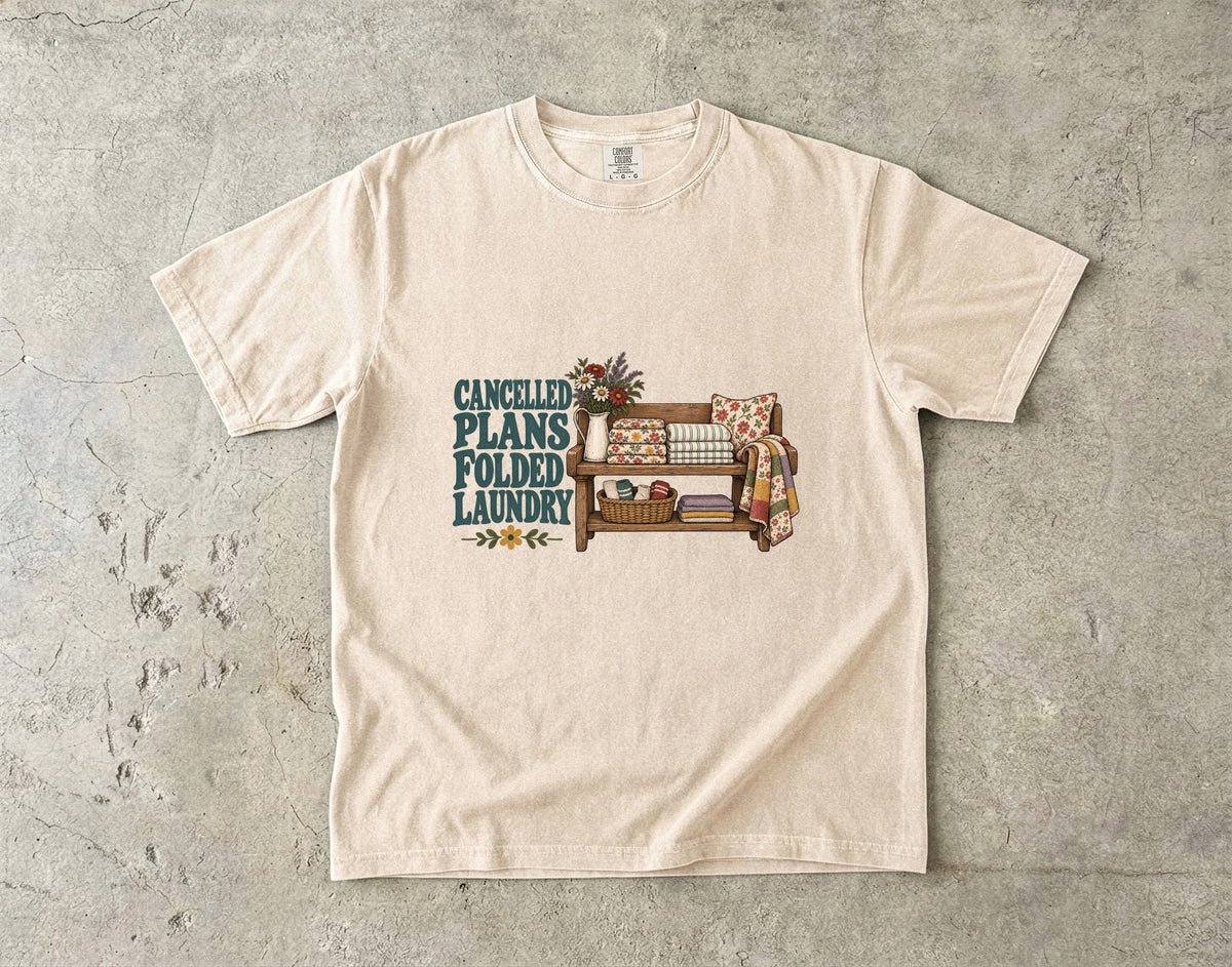 Cancelled Plans Folded Laundry Vintage Tee | Cozy Homebody Shirt | Gift for Homebodies