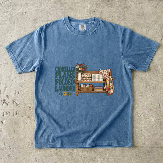 Cancelled Plans Folded Laundry Vintage Tee | Cozy Homebody Shirt | Gift for Homebodies