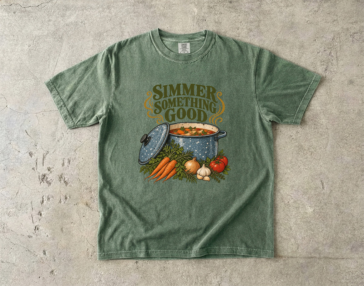 Simmer Something Good Vintage Tee | Cozy Soup Pot Shirt | Gift for Home Cooks