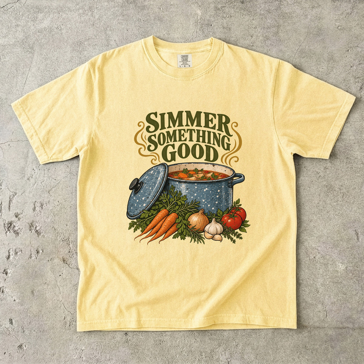 Simmer Something Good Vintage Tee | Cozy Soup Pot Shirt | Gift for Home Cooks