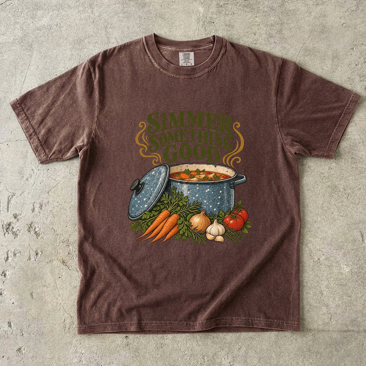 Simmer Something Good Vintage Tee | Cozy Soup Pot Shirt | Gift for Home Cooks
