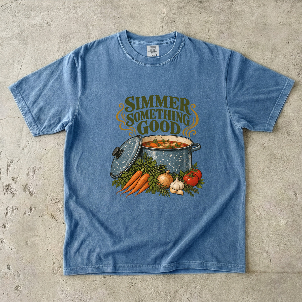 Simmer Something Good Vintage Tee | Cozy Soup Pot Shirt | Gift for Home Cooks