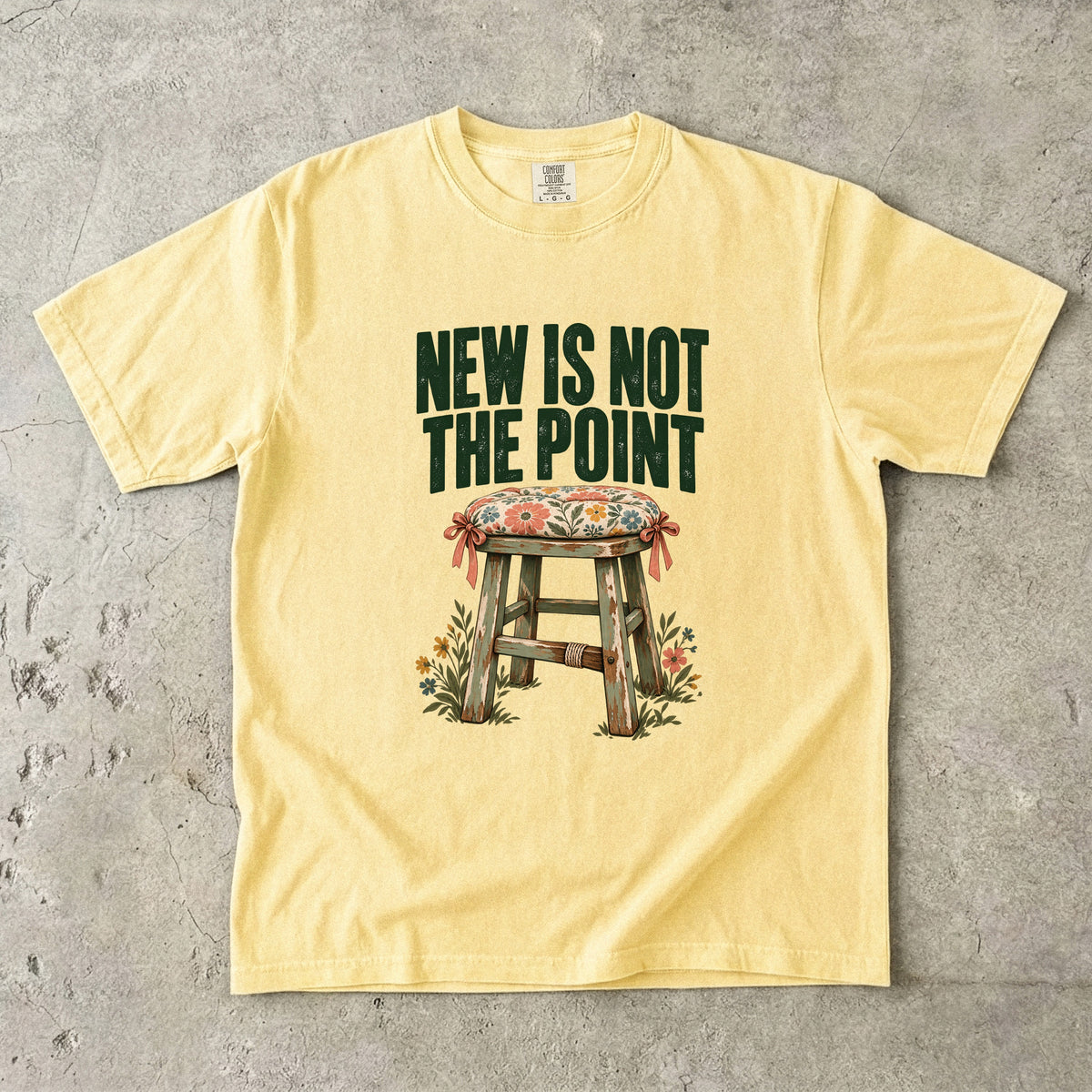 New Is Not the Point Vintage Tee | Painted Stool Thrift Flip Shirt | Gift for Thrift Flippers