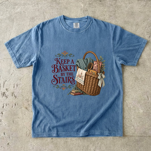 Keep a Basket by the Stairs Vintage Tee | Cozy Home Basket Shirt | Gift for Homebodies