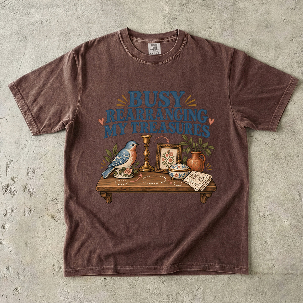 Busy Rearranging My Treasures Vintage Tee | Shelf Decor Collector Shirt | Gift for Collectors