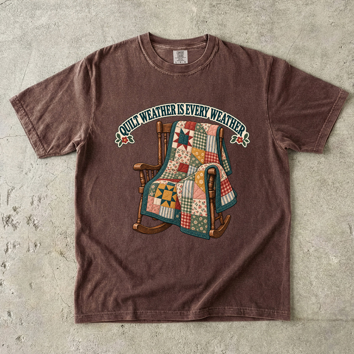 Quilt Weather Is Every Weather Vintage Tee | Patchwork Quilt Rocker Shirt | Gift for Quilters