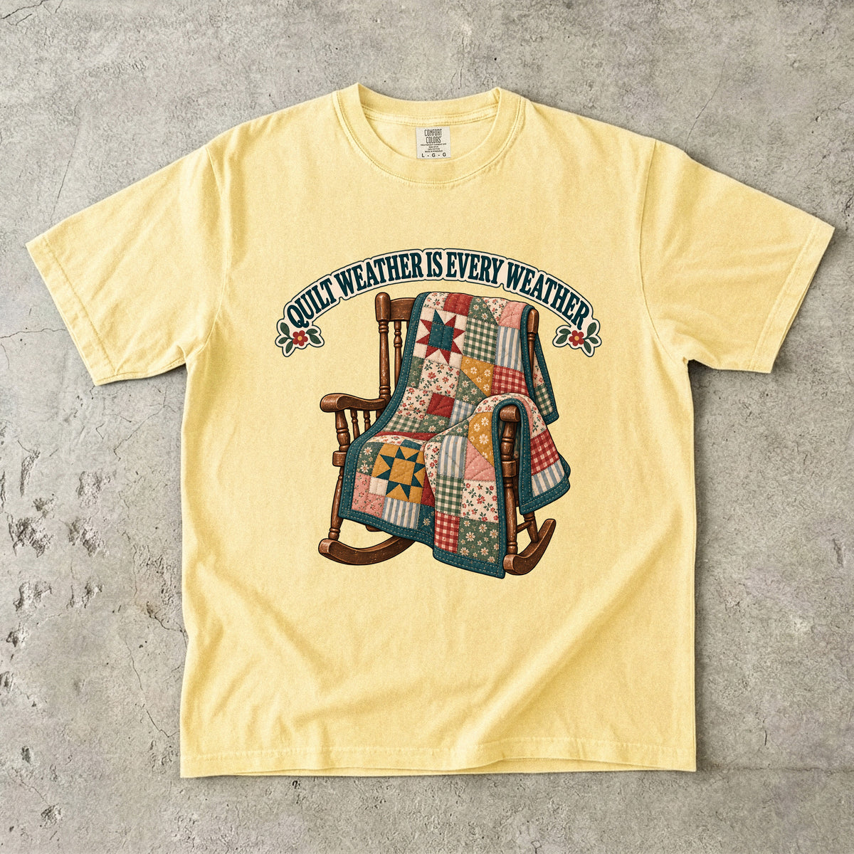 Quilt Weather Is Every Weather Vintage Tee | Patchwork Quilt Rocker Shirt | Gift for Quilters