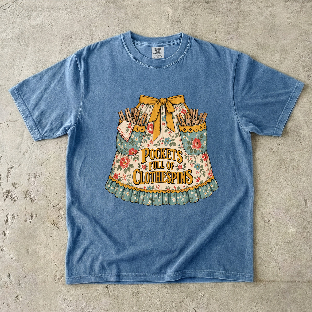 Pockets Full of Clothespins Vintage Tee | Vintage Apron Shirt | Gift for Nostalgic Homemakers
