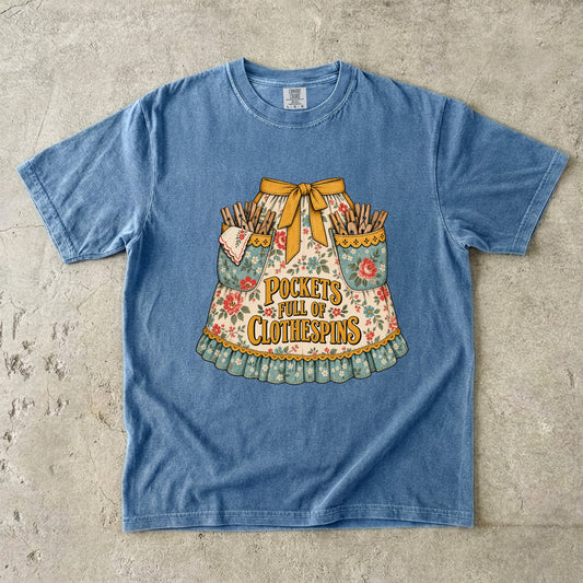Pockets Full of Clothespins Vintage Tee | Vintage Apron Shirt | Gift for Nostalgic Homemakers