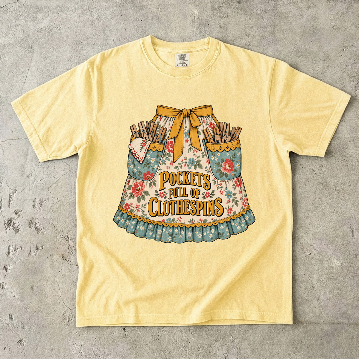 Pockets Full of Clothespins Vintage Tee | Vintage Apron Shirt | Gift for Nostalgic Homemakers