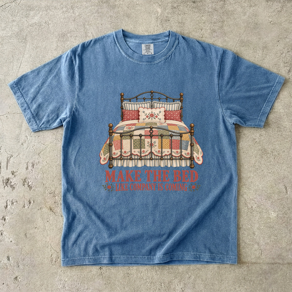 Make the Bed Like Company Is Coming Vintage Tee | Patchwork Quilt Iron Bed Shirt | Gift for Homemakers