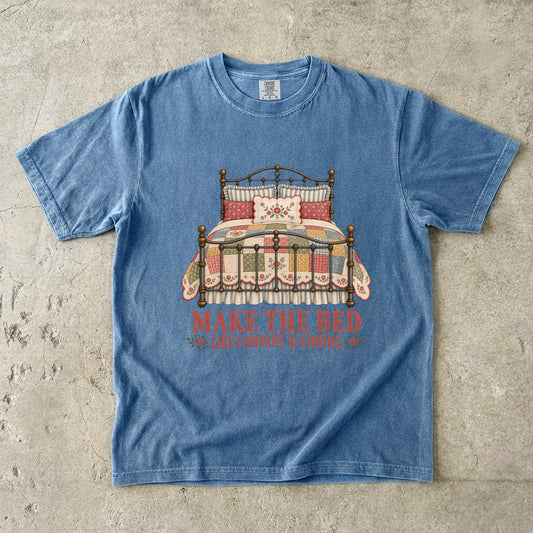 Make the Bed Like Company Is Coming Vintage Tee | Patchwork Quilt Iron Bed Shirt | Gift for Homemakers