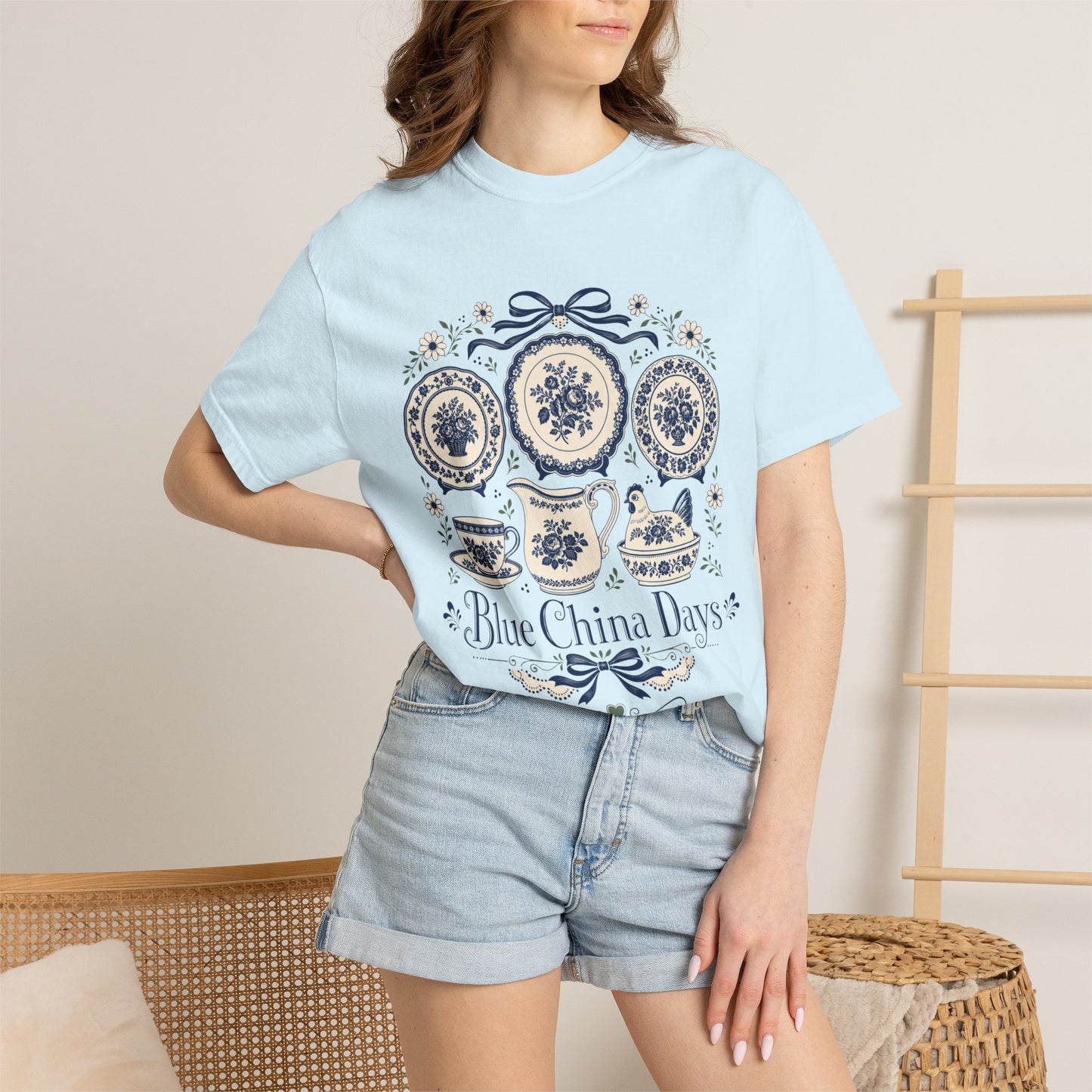 Blue China Days Vintage Tee | Transferware China Shirt | Gift for China & Tea Lovers