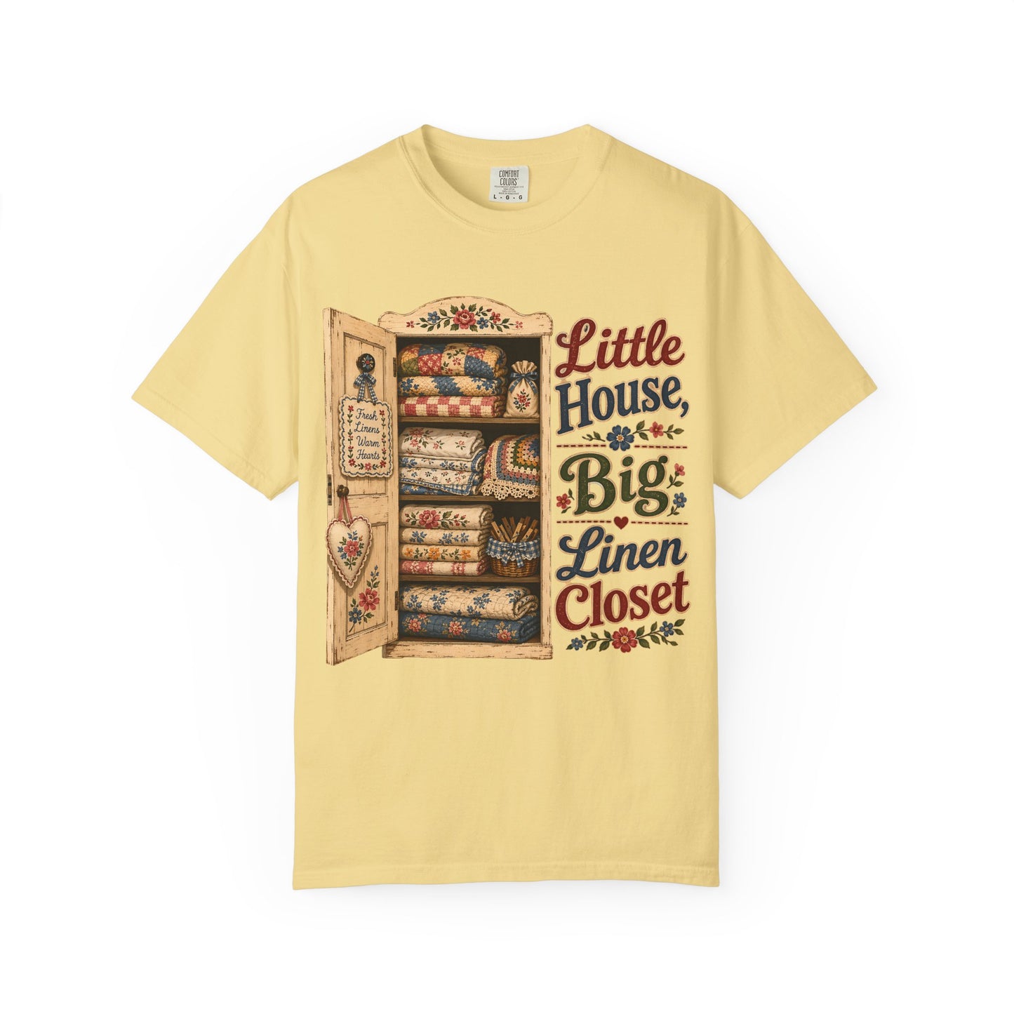 Little House, Big Linen Closet Vintage Tee | Grandmacore Quilt Cupboard Shirt | Gift for Vintage Home Lovers