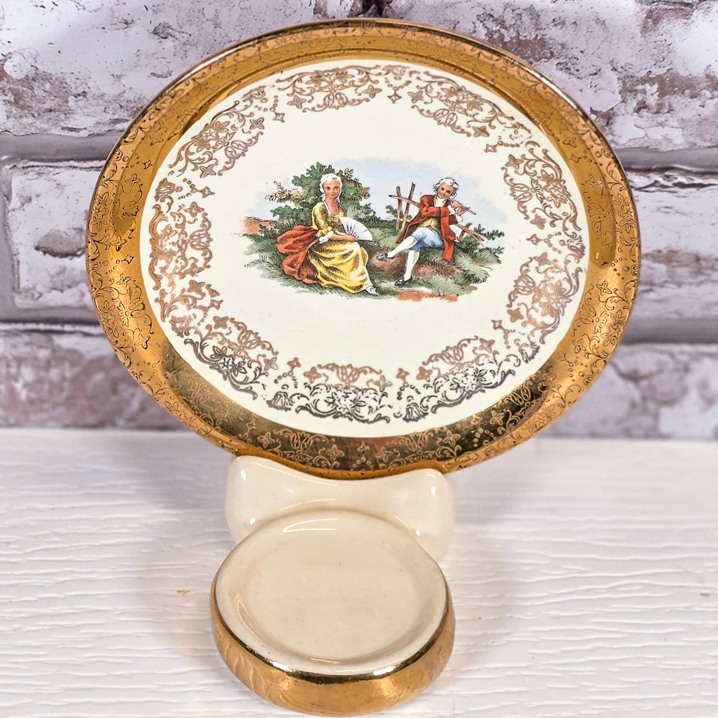 Crown O Gold Sabin Cup & Saucer | Vintage Porcelain Souvenir Kankakee IL
