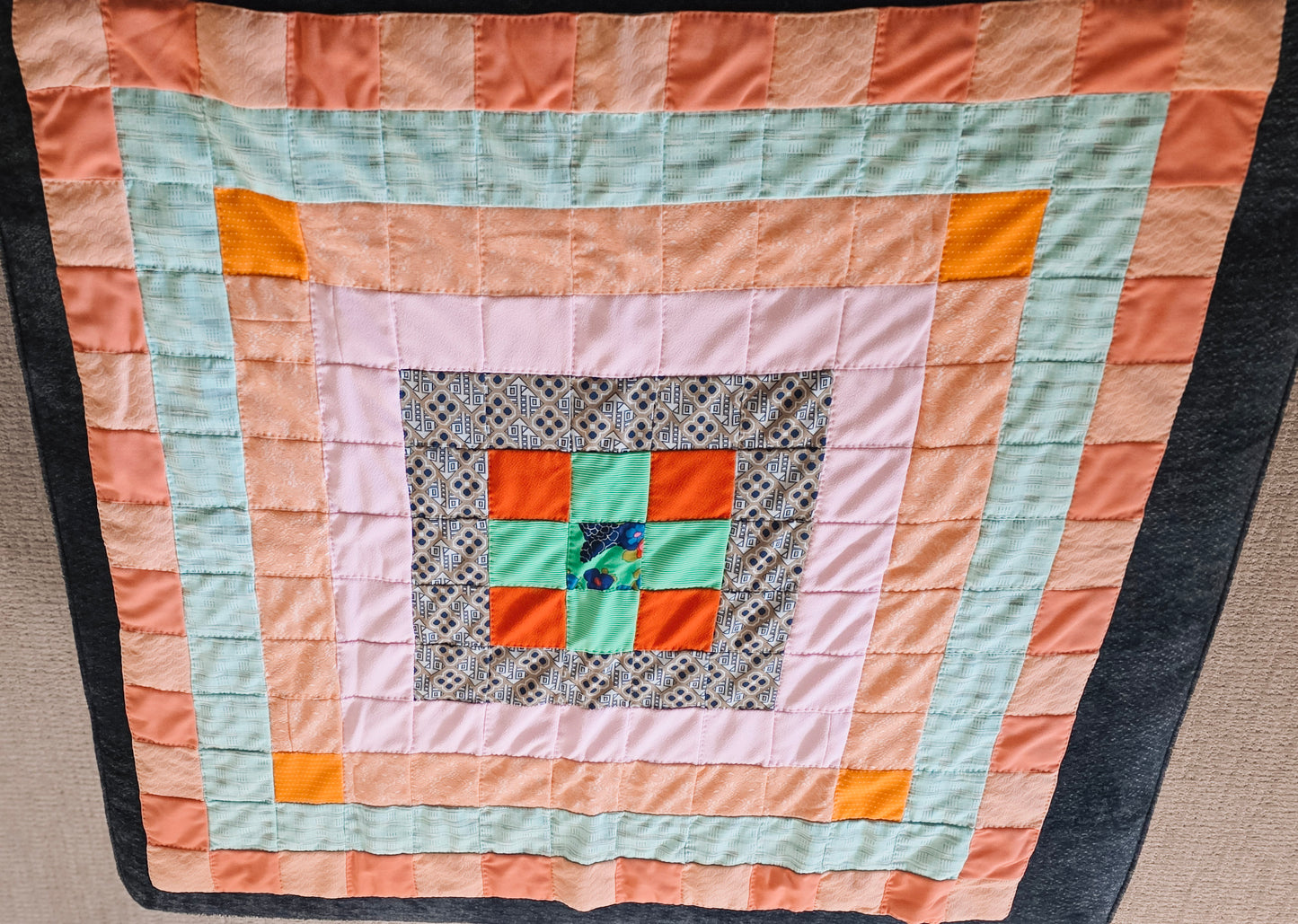 Hand-Stitched Handmade Quilt | 46 x 46 Patchwork Quilt | Reversible Cottage Style Quilt